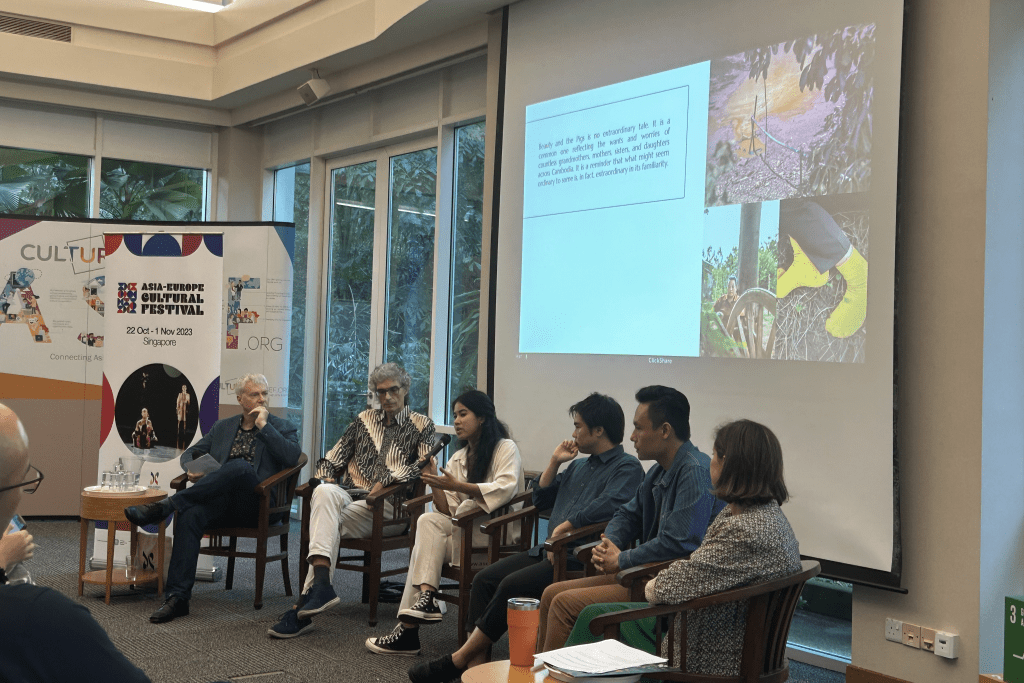 Photographer and participant of NOOR Foundation's Visualising the Climate Crisis programme, Ponita Keo speaking at the Framing the Future roundtables © Asia-Europe Foundation 2023