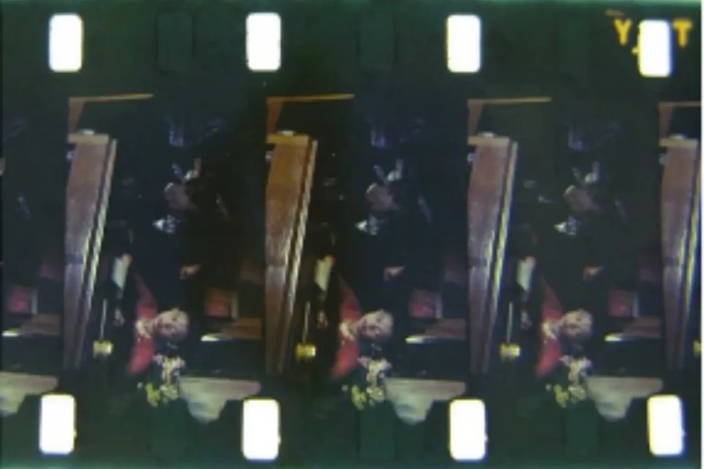 Example of discoloured film when scanned at L’Immagine Ritrovata laboratory in Italy © Asian Film Archive