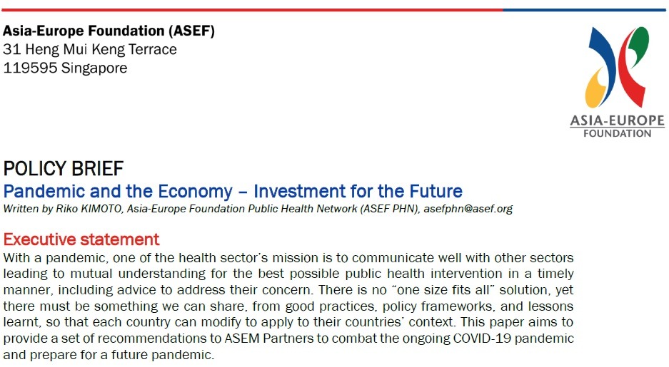 ASEFPHN_Pandemic and the Economy Webinar_Policy Brief_2021