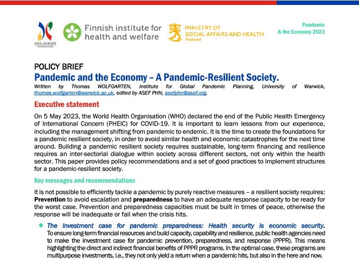 Pandemic and the Economy – A Pandemic-Resilient Society_Policy Brief_2023